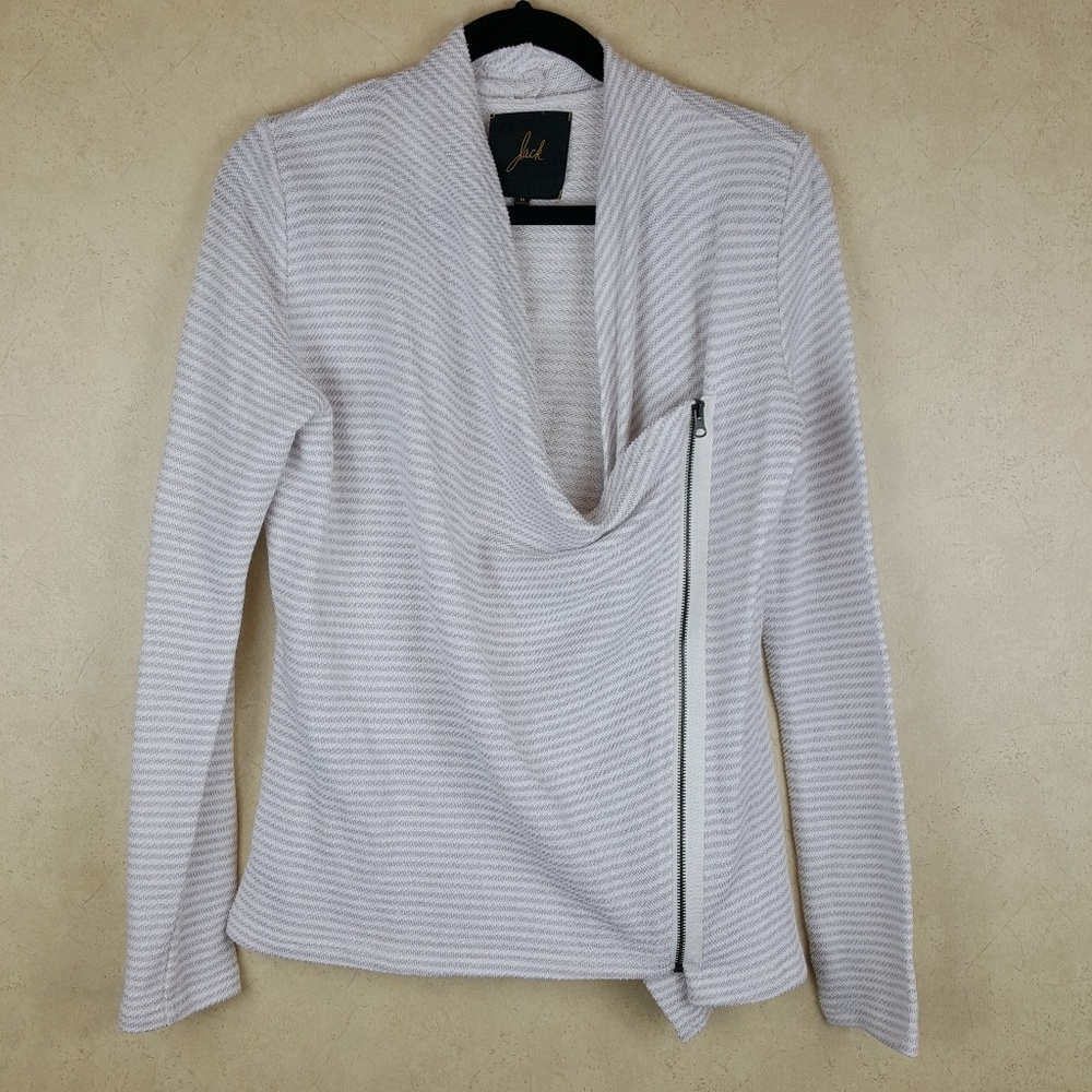 Jack Grey & White Asymmetrical Zip Sweater